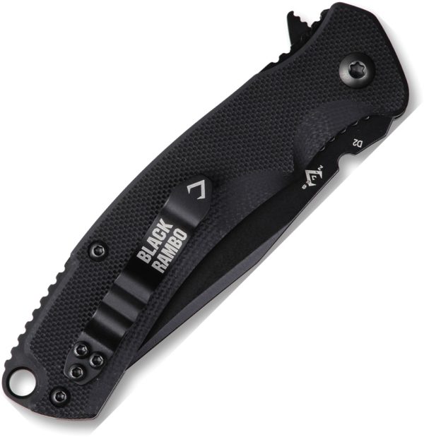 VNI33GPBBK_add_01 V NIVES Black Rambo Shorty Pro Folding Knife 2.9" D2 Steel