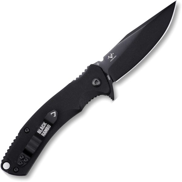 VNI33GPBBK_add_02 V NIVES Black Rambo Shorty Pro Folding Knife 2.9" D2 Steel