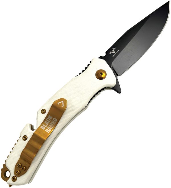 V NIVES Black Rambo Utility Pro Elite Folding Knife 3.75" Blade
