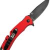 V NIVES Black Rambo Utility Pro Folding Knife 3.75" D2 Red G10