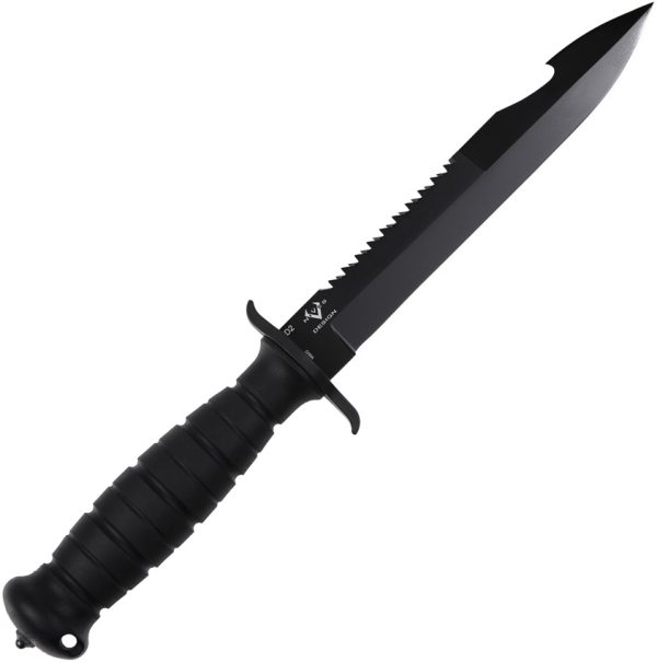 V NIVES Black Rambo Savage Fixed Blade Knife 6.5" D2 Steel