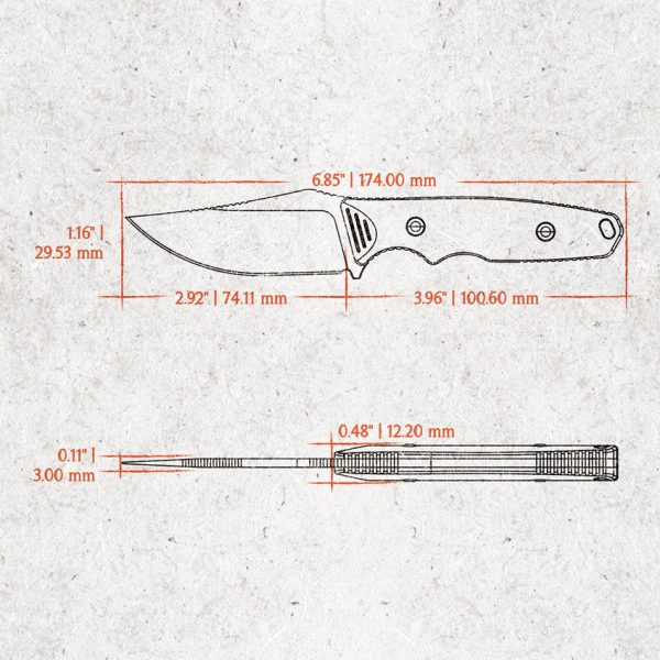 Vosteed H-Back Fixed Blade 3" Nitro V Stonewash Copper Micarta