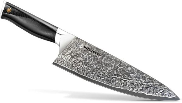 Vosteed Stallion Chef's Knife 8" Damascus Steel Black G10