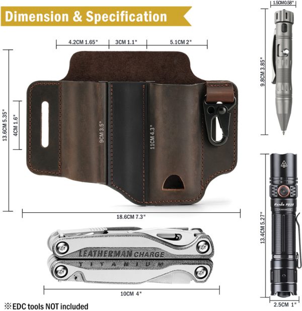 Viperade PJ29 Multi Tool Belt Sheath Brown Leather