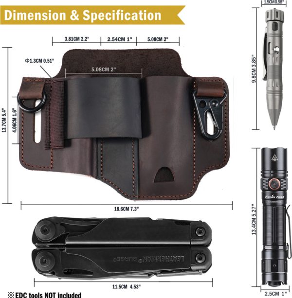 Viperade PJ36 Multi Tool Belt Sheath Brown Leather