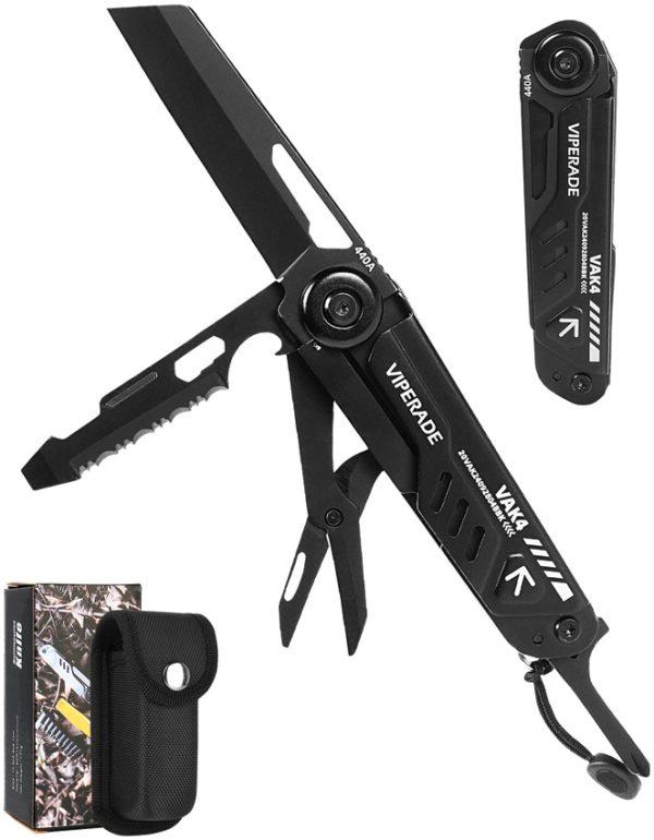 Viperade VAK4 Multi-Tool Folding Knife 4" Black with Pouch