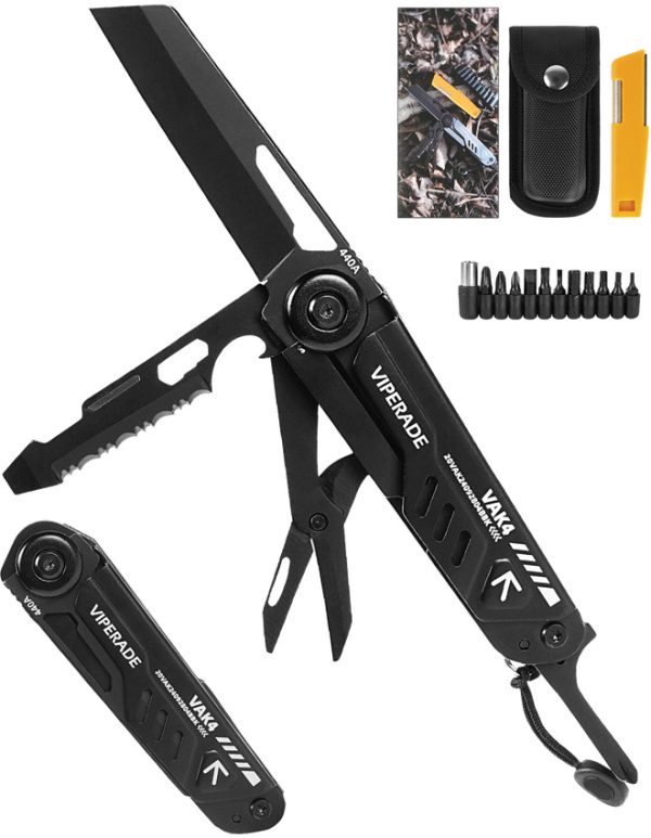 Viperade VAK4 Multi-Tool Folding Knife 4" Black with Pouch