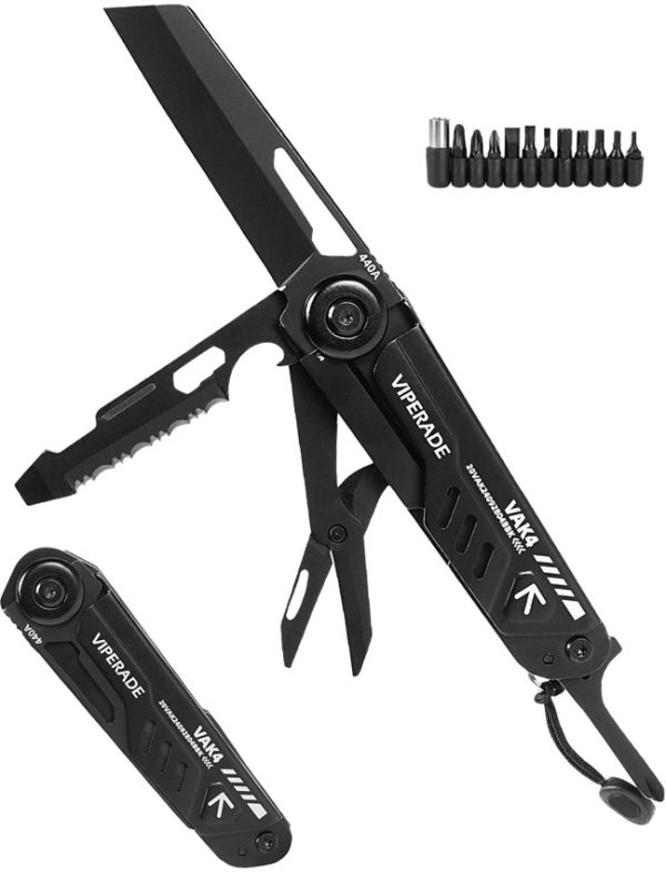 Viperade VAK4 Multi-Tool Folding Knife 4" Black with Pouch