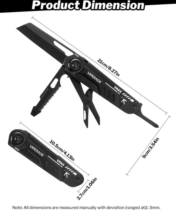 Viperade VAK4 Multi-Tool Folding Knife 4" Black with Pouch