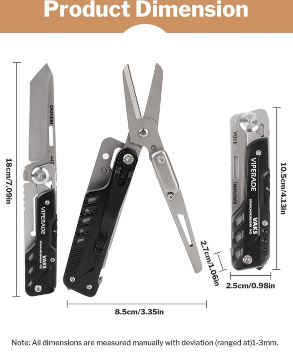 Viperade VAK5 Multi Function Folding Knife Black 4.13"