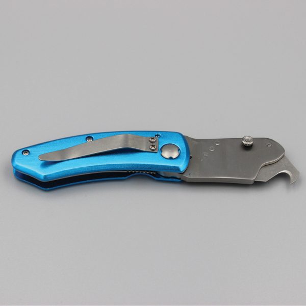 Wiebe Knives Zipper Linerlock Folding Knife Blue Aluminum 3.5"