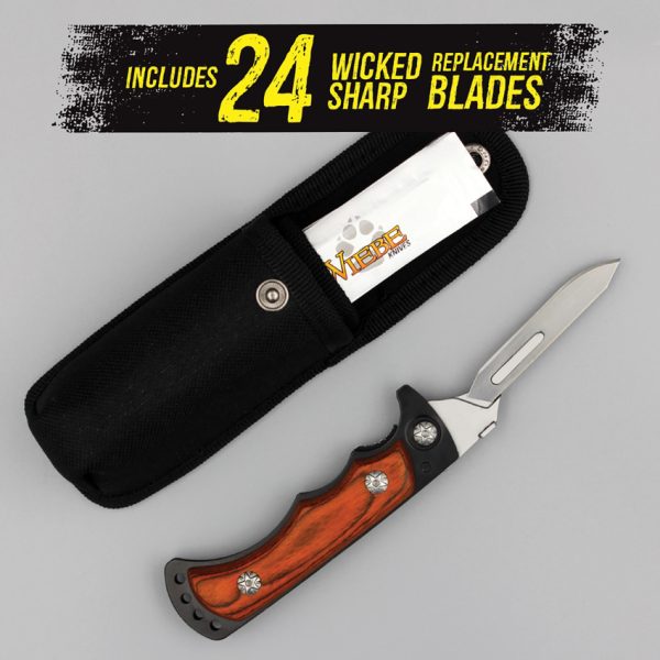 Wiebe Knives Vixen Linerlock Folding Scalpel 4.5" w/ 24 Blades & Sheath