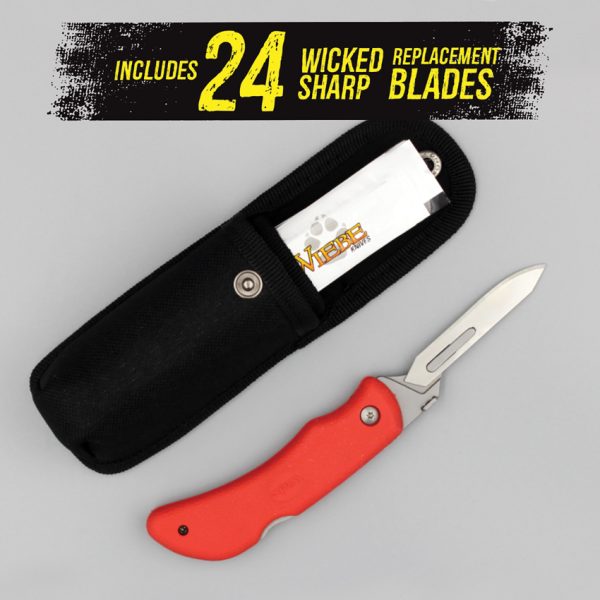 Wiebe Knives Red Fox Lockback Scalpel Folding Knife with 24 Blades