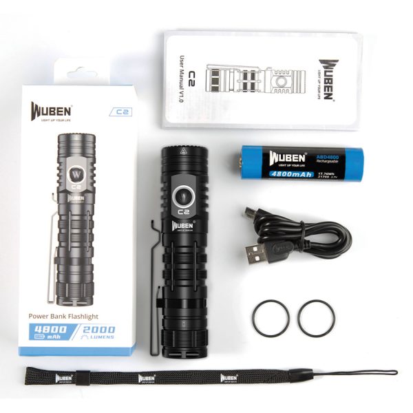 WBNC2_add_05 WUBEN C2 Power Bank Flashlight 2000 Lumens Black