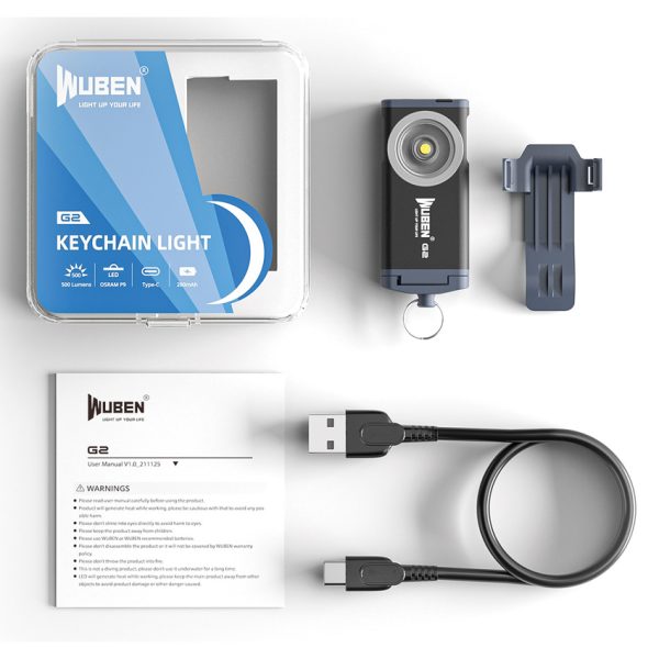WUBEN G2 Rechargeable Keychain Light USB-C Black