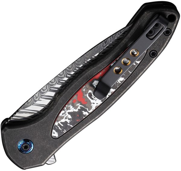 We Knife Co Ltd Kitefin Button Lock Folding Knife Damasteel Nebula