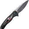 We Knife Co Ltd Kitefin Button Lock Folding Knife Damasteel Nebula