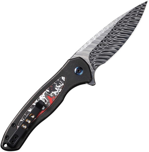 We Knife Co Ltd Kitefin Button Lock Folding Knife Damasteel Nebula