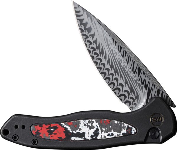 We Knife Co Ltd Kitefin Button Lock Folding Knife Damasteel Nebula