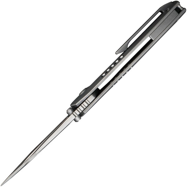 We Knife Co Ltd Trogon Framelock Gray Folding Knife 3.25" CPM-20CV Tanto