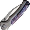 We Knife Co Ltd Ziffius Button Lock Folding Knife 3.75" CPM-20CV Gray Titanium