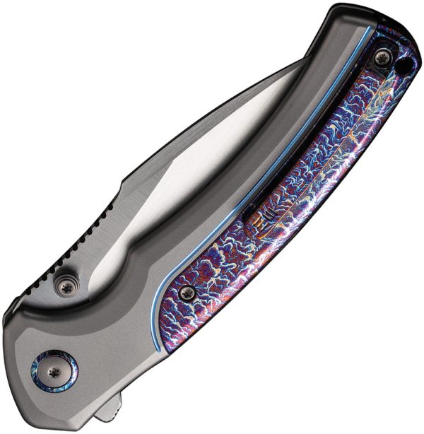 We Knife Co Ltd Ziffius Button Lock Folding Knife 3.75" CPM-20CV Gray Titanium