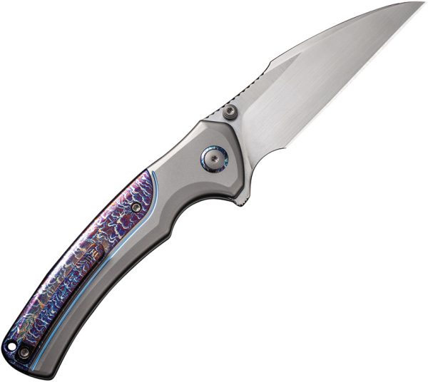 We Knife Co Ltd Ziffius Button Lock Folding Knife 3.75" CPM-20CV Gray Titanium