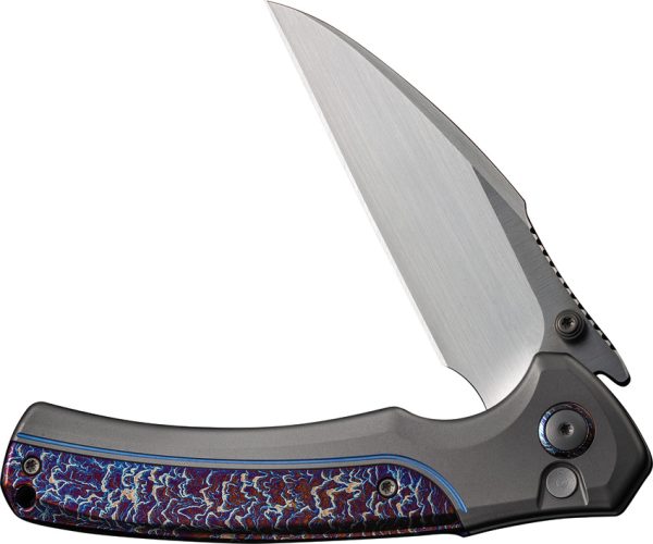 We Knife Co Ltd Ziffius Button Lock Folding Knife 3.75" CPM-20CV Gray Titanium