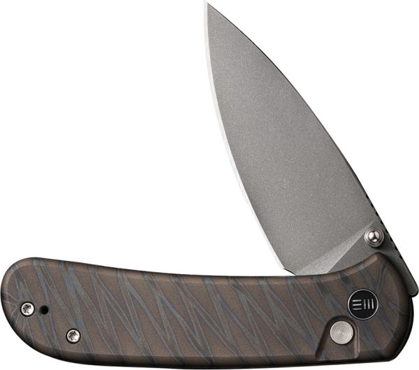 We Knife Co Ltd Qubit Button Lock Folding Knife 3.25" CPM-20CV Flame