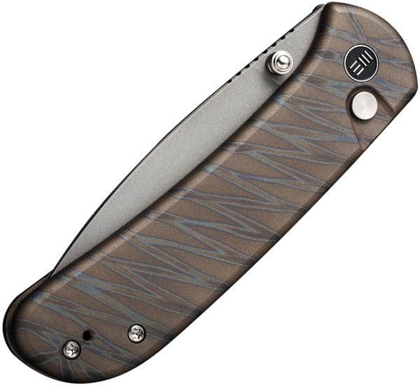We Knife Co Ltd Qubit Button Lock Folding Knife 3.25" CPM-20CV Flame