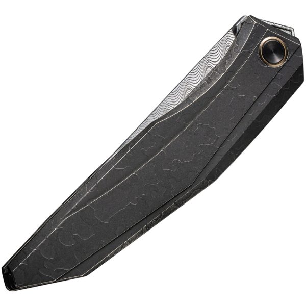 We Knife Co Ltd Cybernetic Framelock 4" Damascus Blade Black Titanium Folding Knife