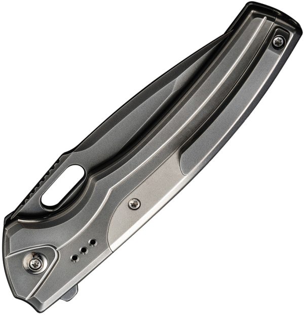 We Knife Co Ltd Exciton Button Lock Folding Knife 3.63" CPM-20CV Titanium Gray