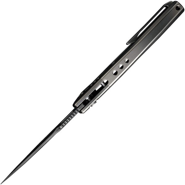 We Knife Co Ltd Exciton Button Lock Folding Knife 3.63" CPM-20CV Titanium Gray