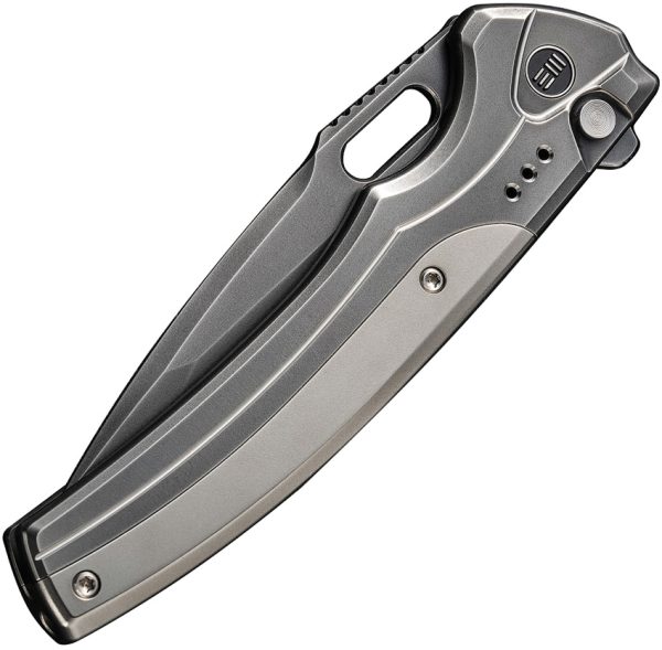We Knife Co Ltd Exciton Button Lock Folding Knife 3.63" CPM-20CV Titanium Gray