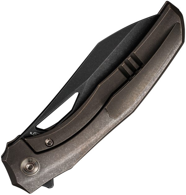We Knife Co Ltd Ignio Framelock 3.38" CPM-20CV Black Blade Bronze Titanium Folding Knife