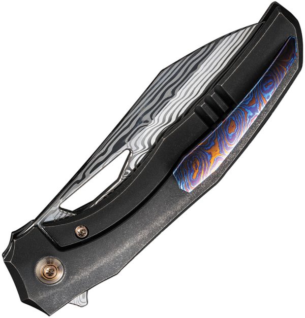 We Knife Co Ltd Ignio Framelock Damasteel Folding Knife Black