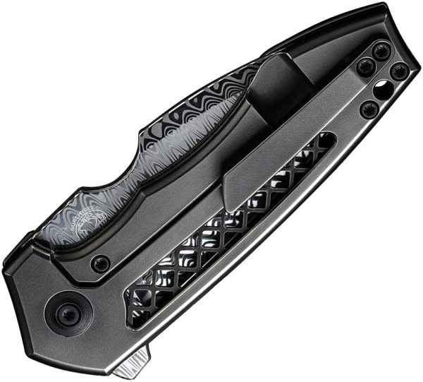 We Knife Co Ltd Harpen Framelock Damasteel Folding Knife Gray Titanium