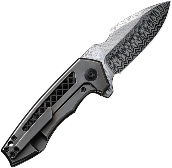 We Knife Co Ltd Harpen Framelock Damasteel Folding Knife Gray Titanium