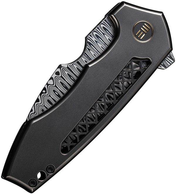 We Knife Co Ltd Harpen Framelock Damasteel Folding Knife Gray Titanium