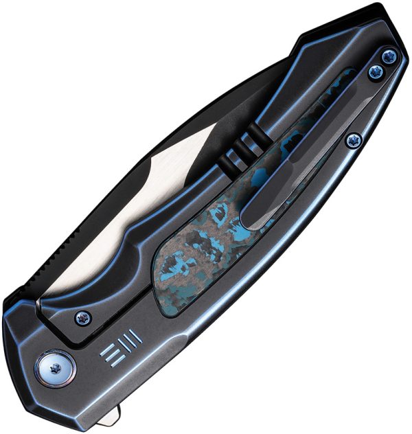 We Knife Co Ltd Hyperactive Framelock Folding Knife 3.88" Vanax Black Blue Titanium