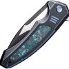 We Knife Co Ltd Hyperactive Framelock Folding Knife 3.88" Vanax Black Blue Titanium