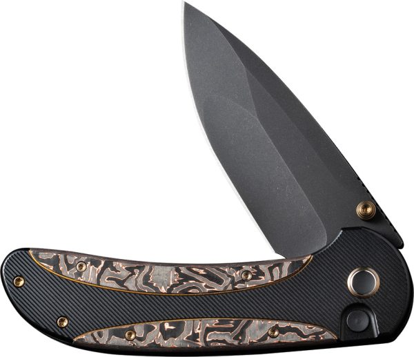 We Knife Co Ltd Zizzit Button Lock Folding Knife CPM-20CV Black Titanium