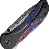 We Knife Co Ltd Zizzit Button Lock Folding Knife Damascus Steel Black Titanium
