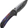 We Knife Co Ltd Zizzit Button Lock Folding Knife Damascus Steel Black Titanium