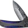 We Knife Co Ltd Zizzit Button Lock Folding Knife Damascus Steel Black Titanium