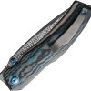 We Knife Co Ltd Swordfin Linerlock Folding Knife Damascus Tanto Gray Titanium
