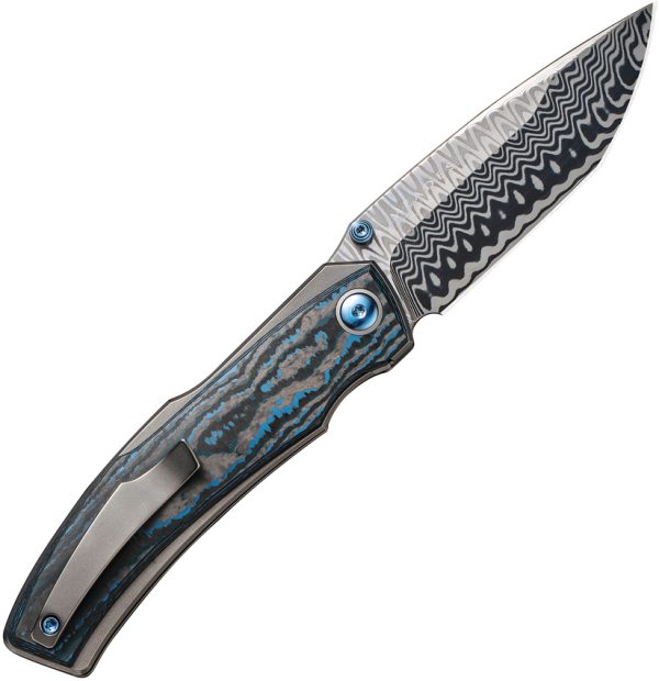 We Knife Co Ltd Swordfin Linerlock Folding Knife Damascus Tanto Gray Titanium