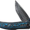 We Knife Co Ltd Swordfin Linerlock Folding Knife Damascus Tanto Gray Titanium