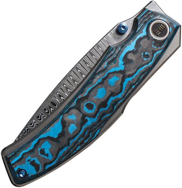 We Knife Co Ltd Swordfin Linerlock Folding Knife Damascus Tanto Gray Titanium