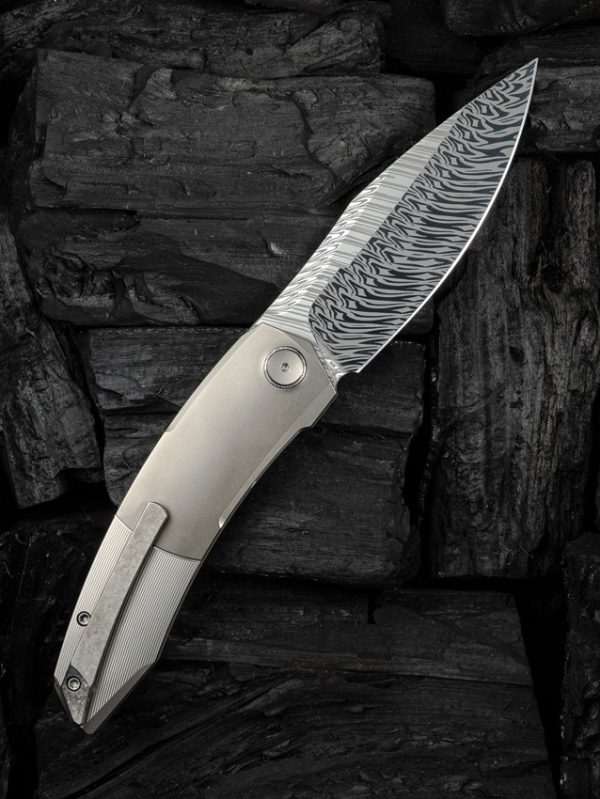 We Knife Co Ltd Sine Wave Damasteel Linerlock Folding Knife